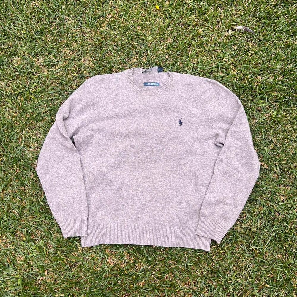 Gray Polo Ralph Lauren cashmere sweater #preppy #luxury mens size m